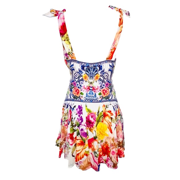 NWT! CAMILLA Dutch Is Life Tie Shoulder Short Cocktail Garden Floral Sun Dress S - Picture 4 of 8
